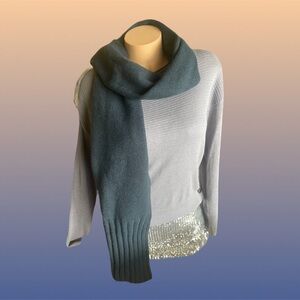 Elegant Knit On 34th Blue Scarf